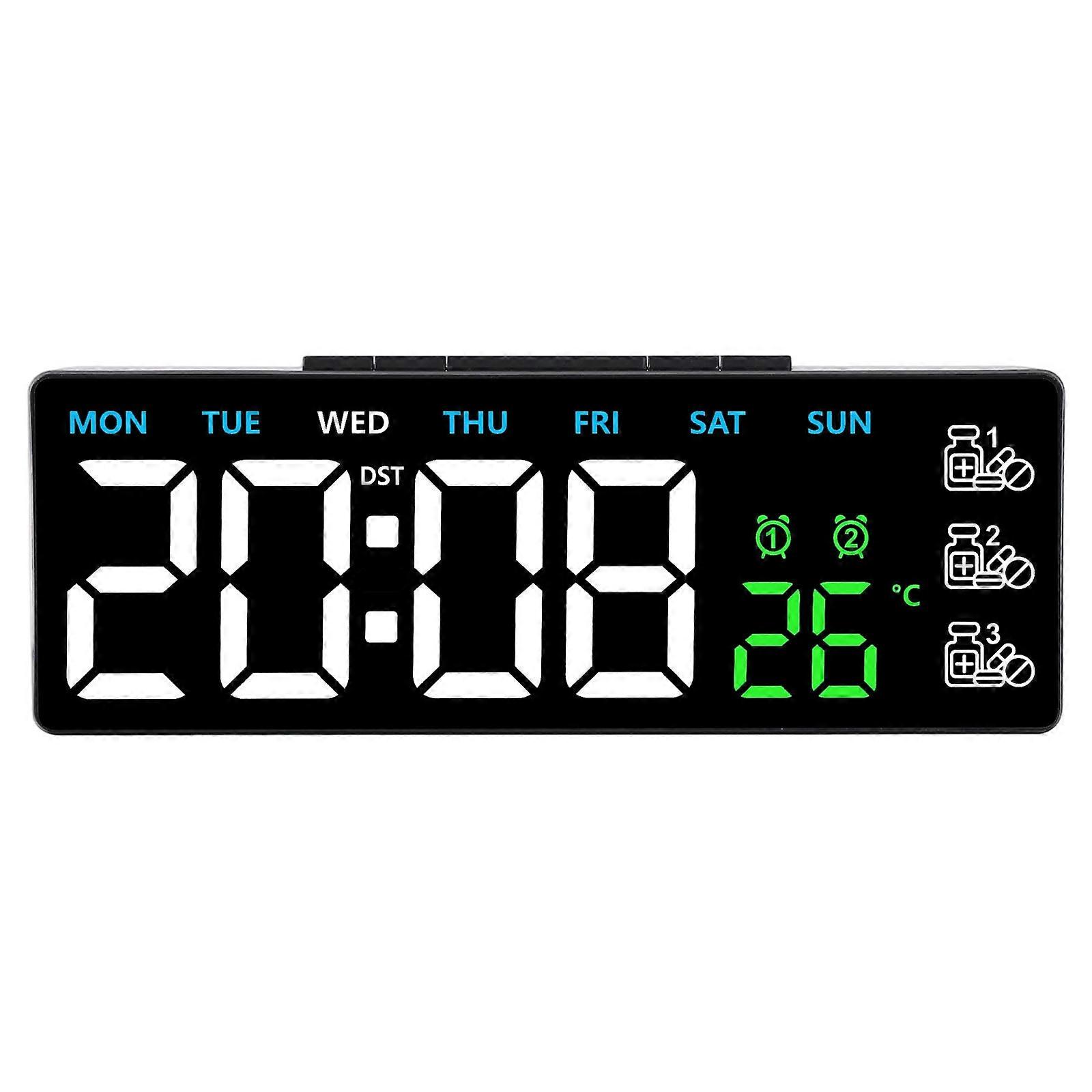 Digital Alarm Clock for Bedroom Electric Desk Clock with Large Number Temperature USB Port Loud Alarm LED Digital Clock  Black shell three co