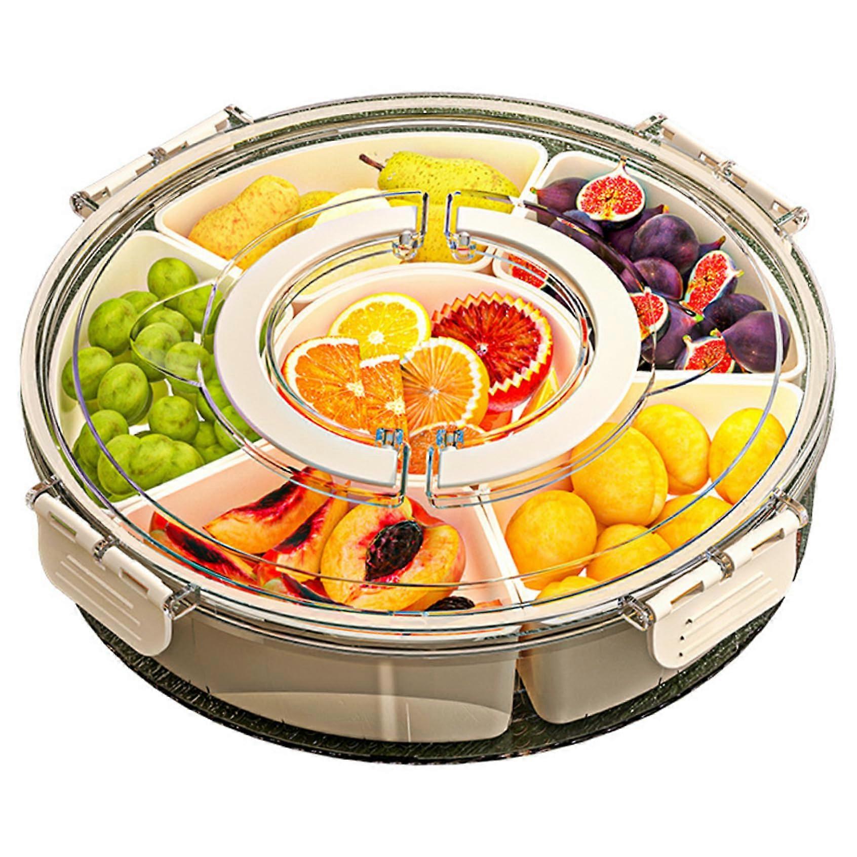 Divided Serving Tray TwoCompartment With Lid And Handle Sealed Snack Box For Fridge Fruit Or Outdoor Parties