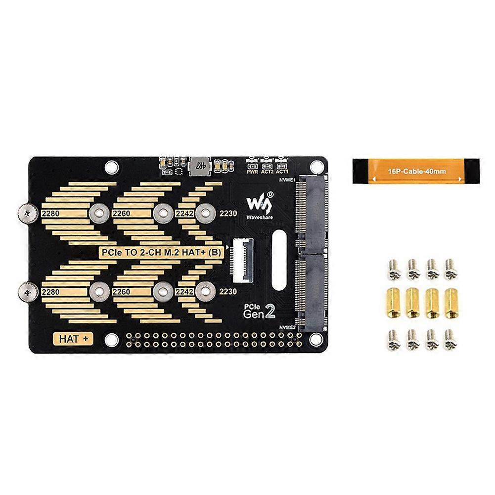 Waveshare PCIe to Dual Channel M.2 Adapter Board Module for Raspberry Pi 5 5Gbps Module Hard Disk Read/Write Faster Module