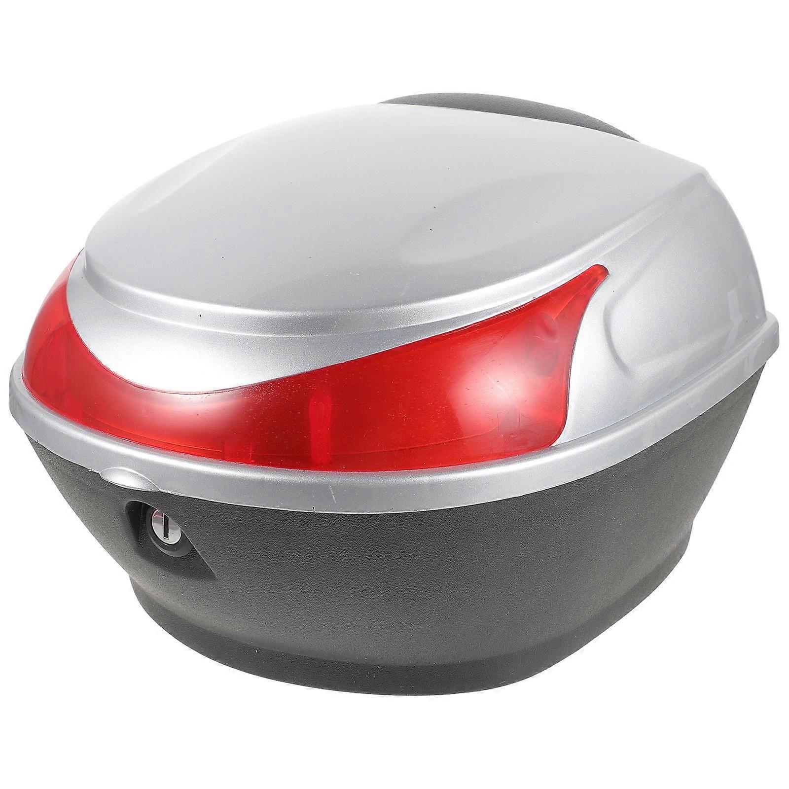 Motorcycle Trunk Silver Plastic with Lock Storage Carrier for Weather Resistant Use