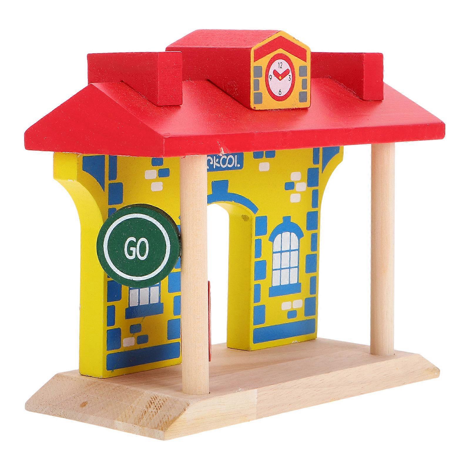Wood Railway Station Toy Set for Imaginative Play with Multi Accessories