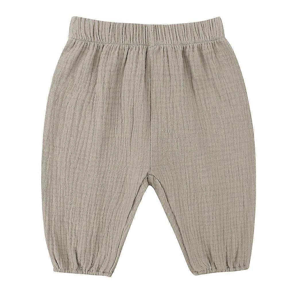 Baby Wrinkle Cotton Bloomers Solid Color Casual Eelastic Harem Long Pant Trouser  21050402-9 M