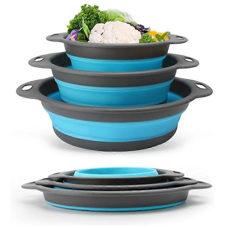 Collapsible Colander Set for Kitchen, Foldable Strainer Basket for Vegetables and Fruits