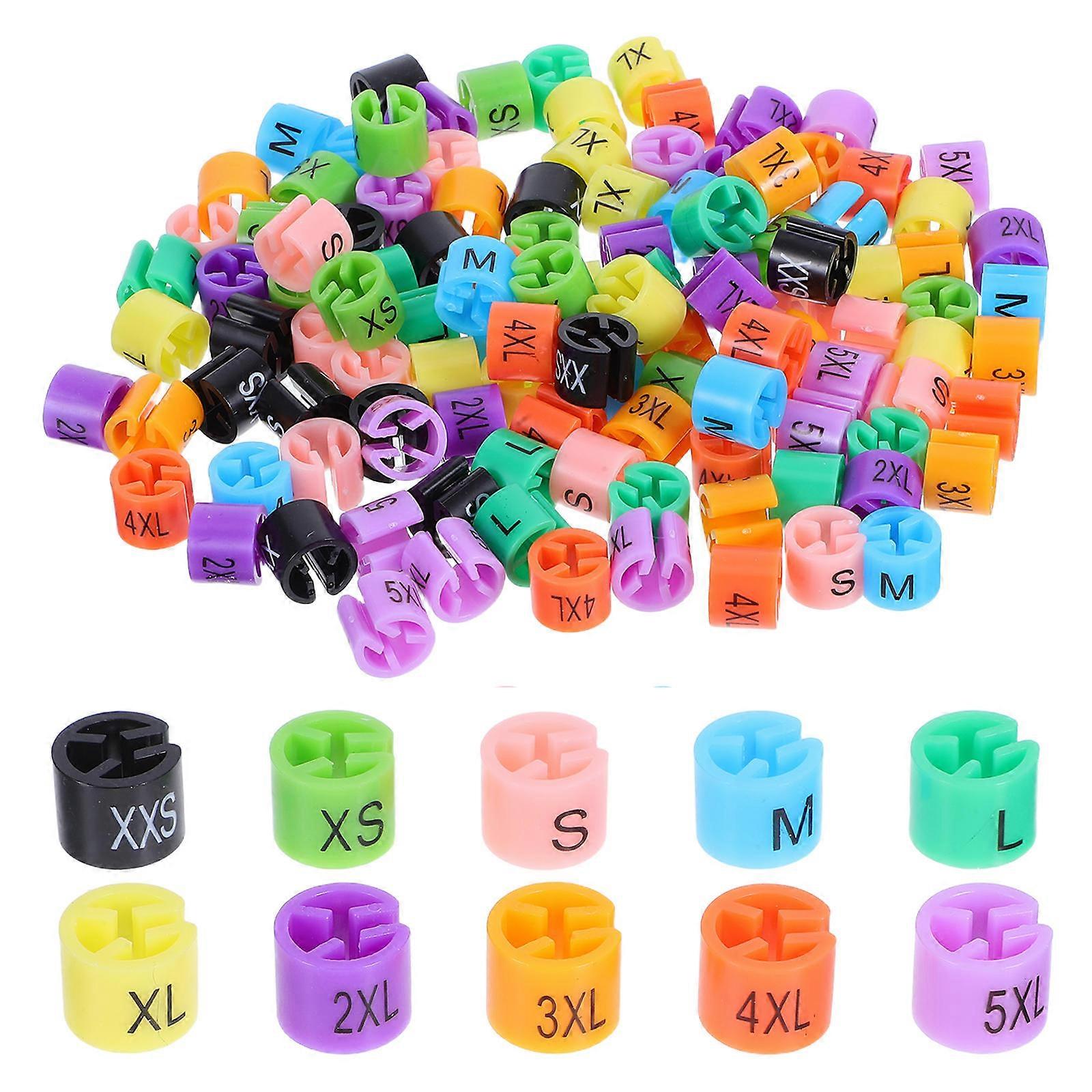 Plastic Hanger Size Markers Garment Size Coding Clips Kit 100Pcs for Organization
