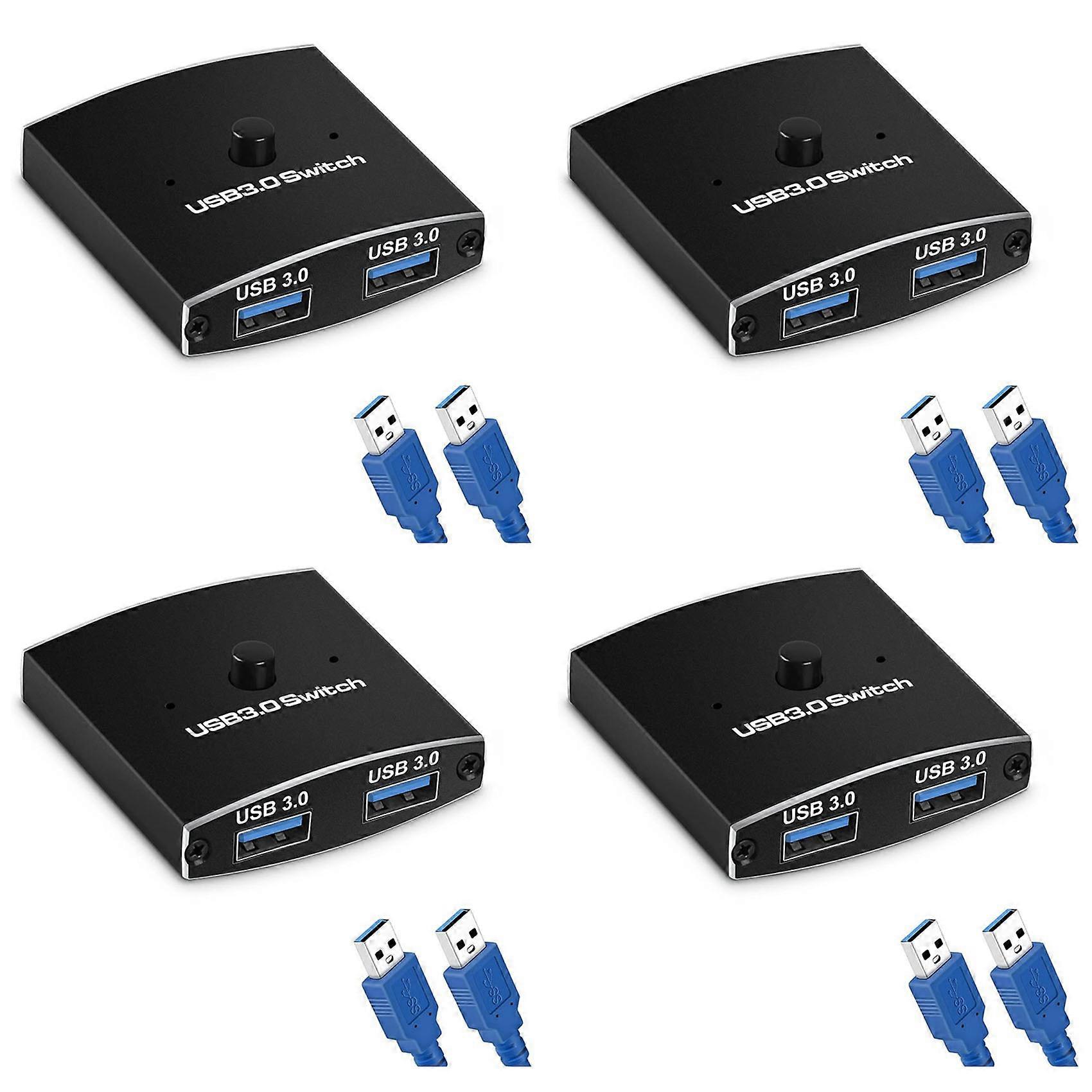 4X USB 3.0 Switch Selector KVM Switch 5Gbps 2 in 1 Out USB Switch USB 3.0 Two-Way Sharer for Printer Keyboard Mouse
