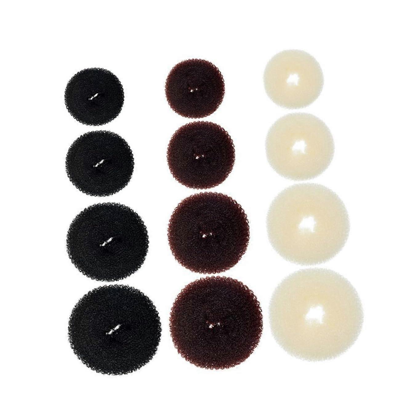 12Pcs Large Hair Donut Bun Maker Set for Thick Hair, Easy Updo Styling Tool with Secure Hold