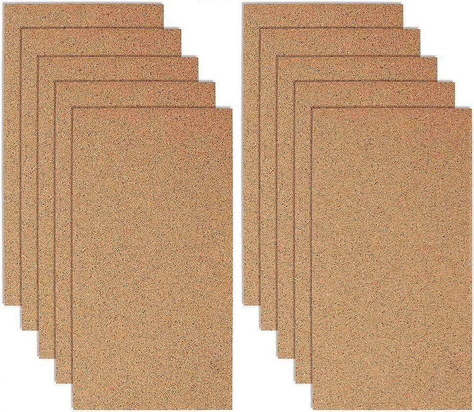 10Pcs Rectangle Bulletin Boards 12x6 Inch Non Self-Adhesive Wood Cork Board 0.3cm Thick Rectangle Message Wood Sheet Decorative Display Boards for Wal