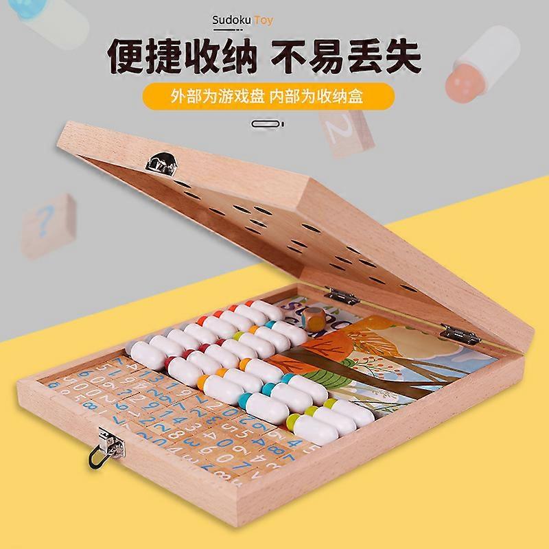 Wooden Sudoku board game, nine-square grid game, memory game, logic puzzle game, early childhood education board game toy
