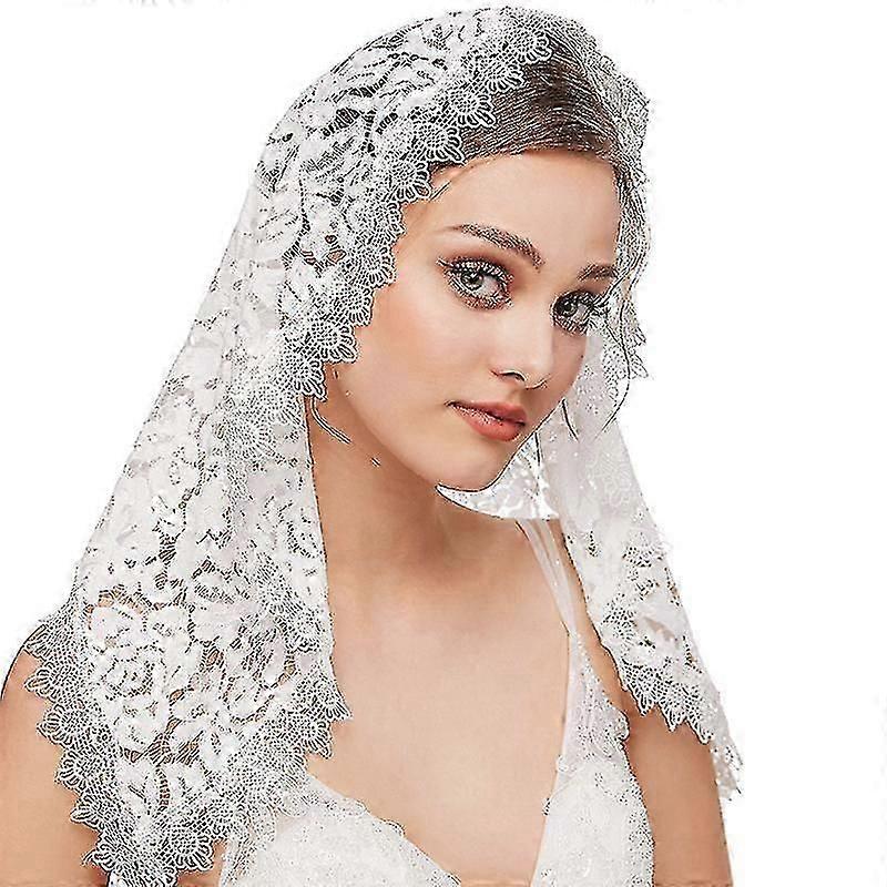 الكنيسة الحجاب مانتيلا اللاتينية قداس الحجاب الأزهار الدانتيل وشاح قصير غطاء الرأس