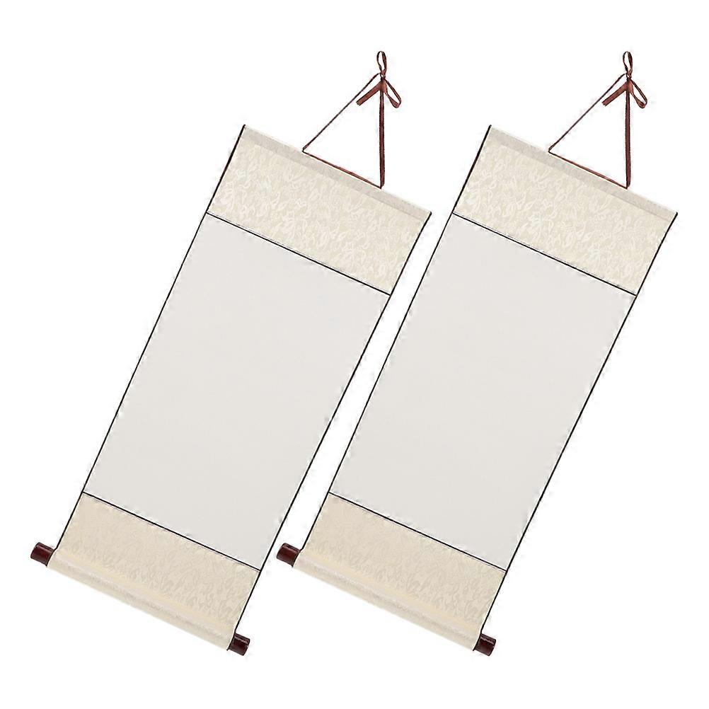 Blank Calligraphy Paper Scroll for Painting Use 2Pcs Multi-Function White Paper Sheets
