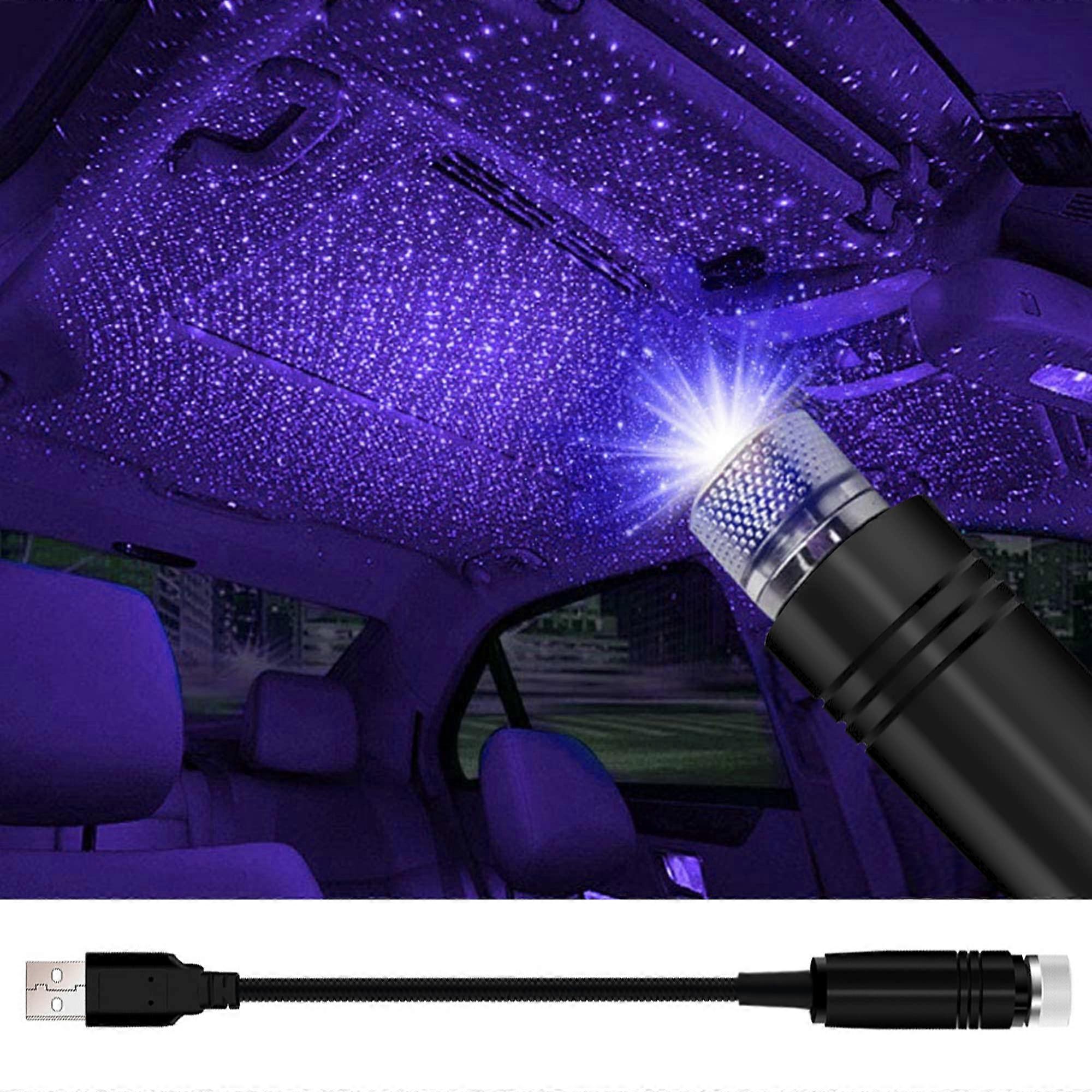 Car Star Projector LED Interior Light USB Plug and Play 360° Rotating Roof Starry Blue