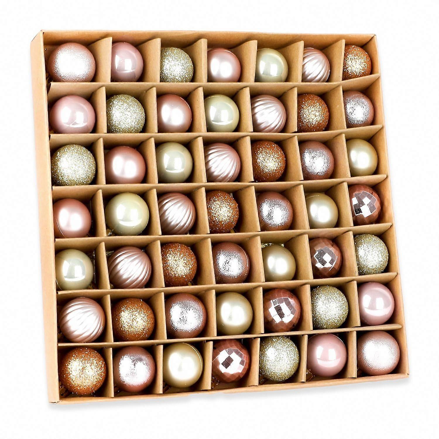 Mini Glitter Christmas Baubles - 49pcs, 3cm for Tree Decoration