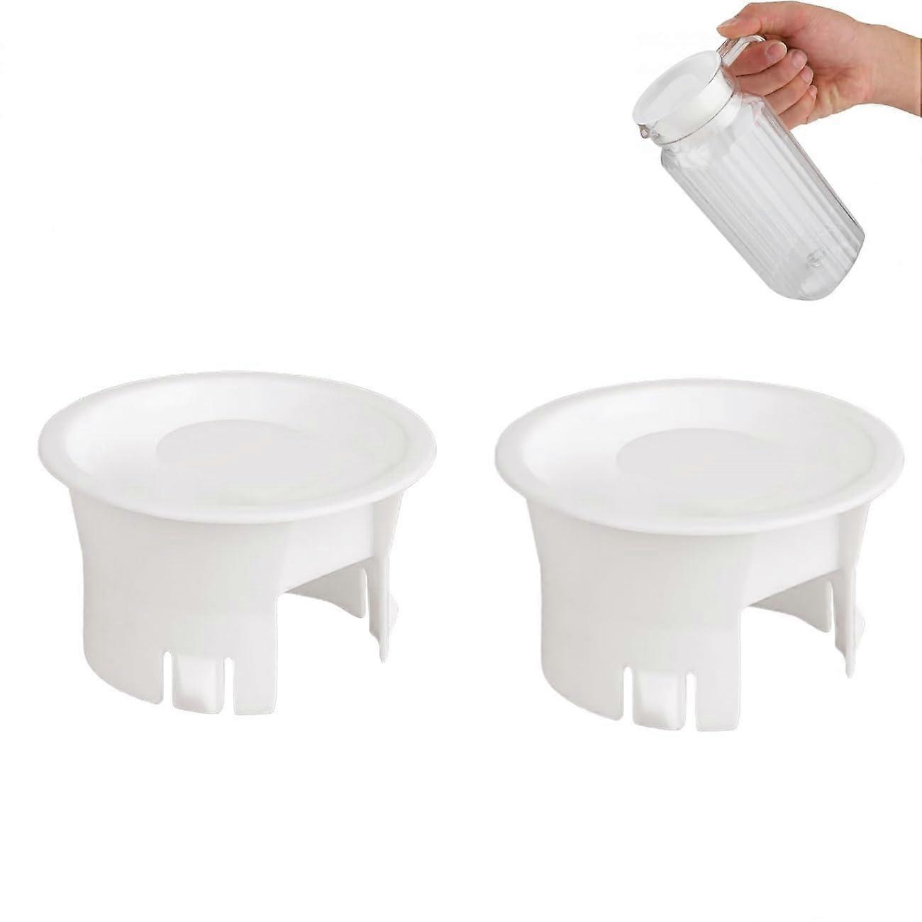 2 Pcs Food Grade Plastic Pitcher Lids for Glass Bistro Pitchers with Leakproof Seal, Pure White