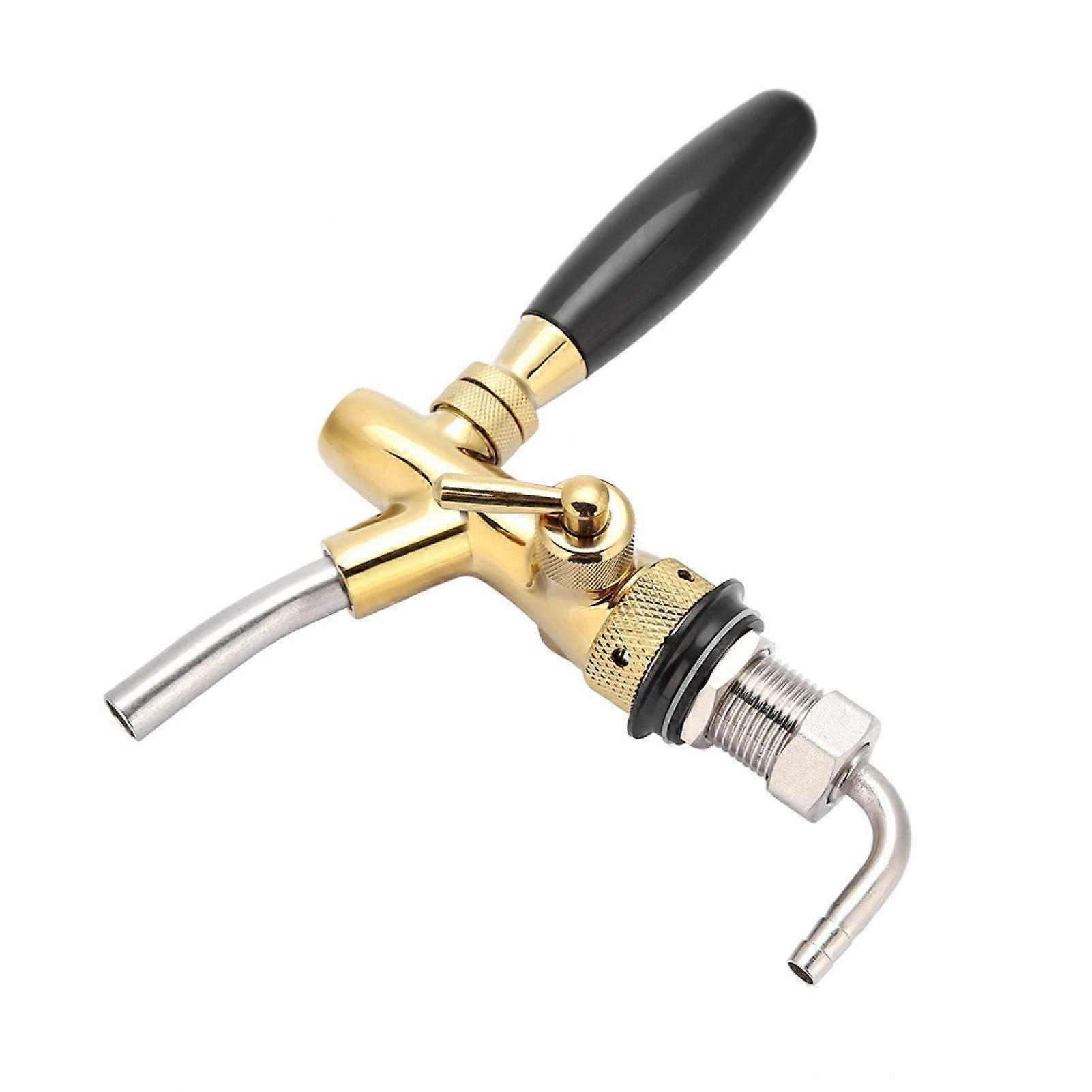 Beer Tap Faucet with Precise Flow Control, Chrome Plated G5/8 Shank for Kegerator Homebrew Gold