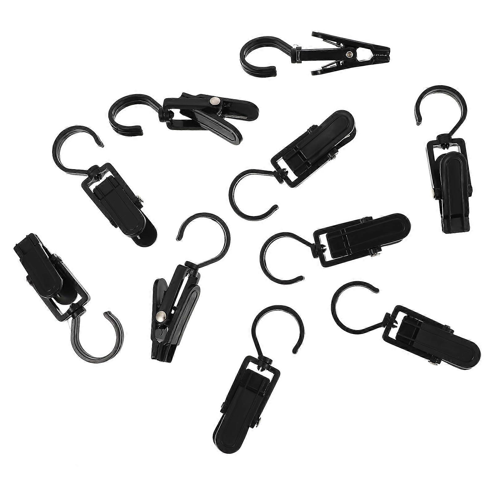 10 Pack Plastic Curtain Clips and 360° Rotatable Hooks for Tracks Rails Shower Bedroom Bathroom