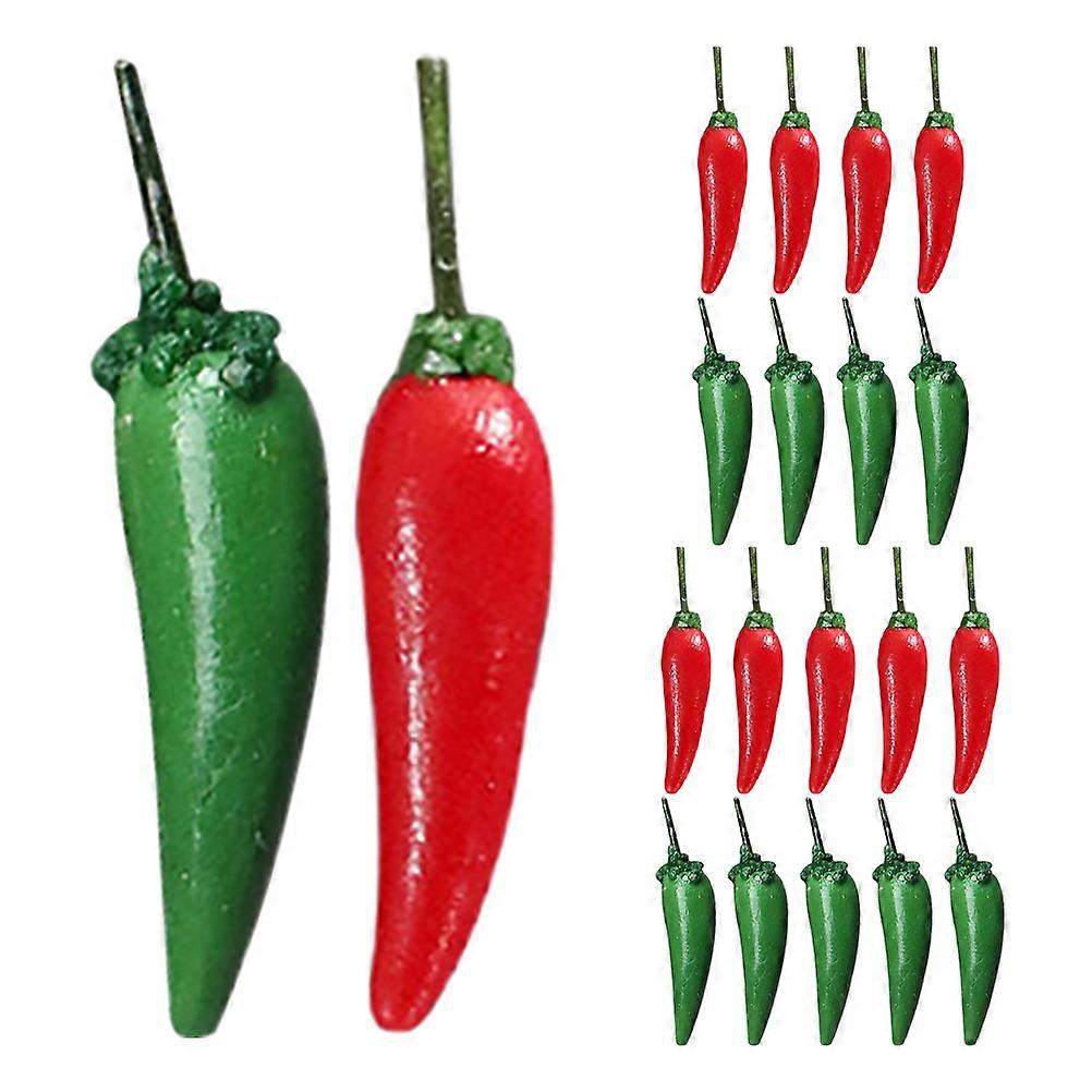 Lifelike Chili Pepper Model for Decor 20Pcs Resin Simulation Vegetable