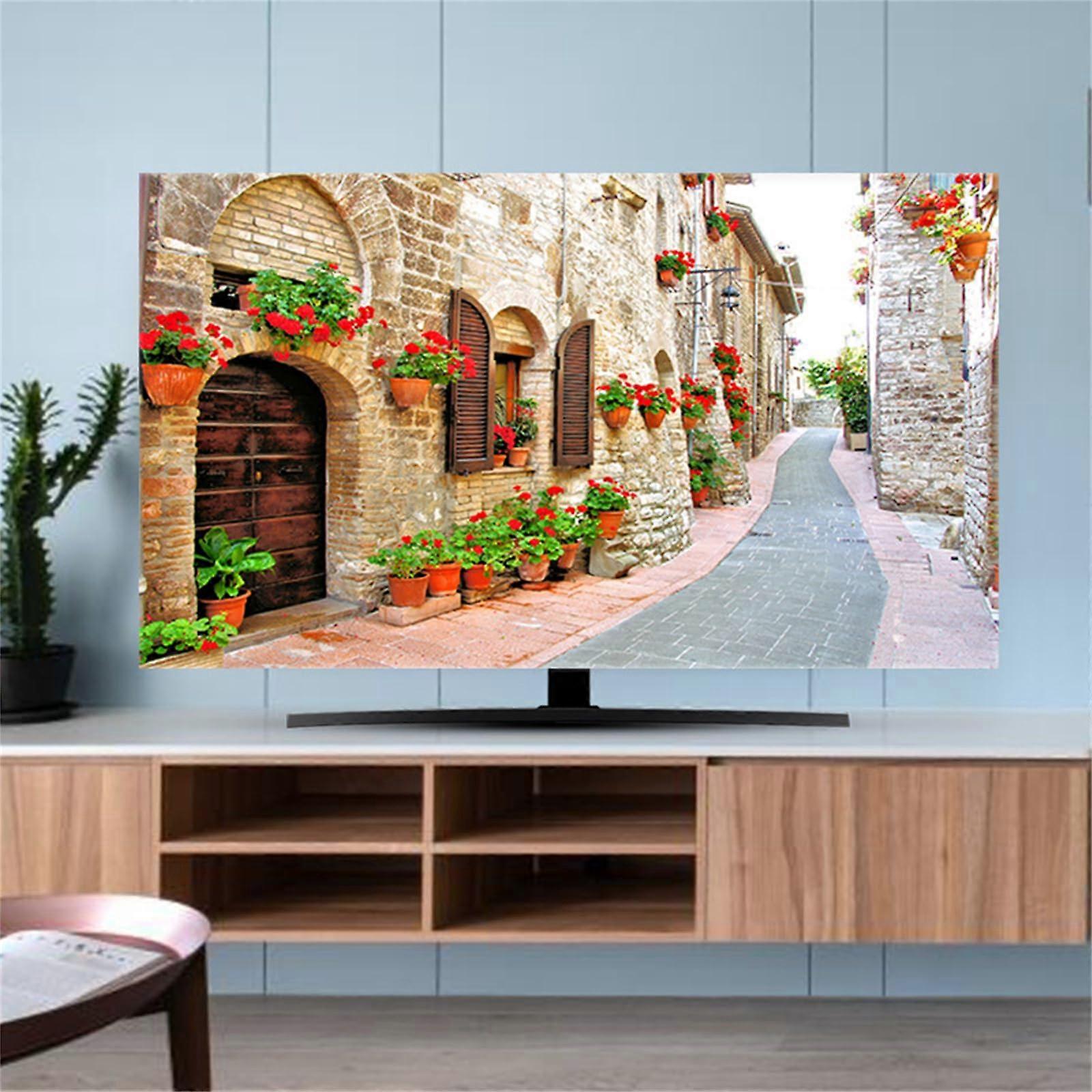 TV Dust Cover for 4548 Inch Flat Screen, Universal Elastic Polyester Protector, Decorative Design