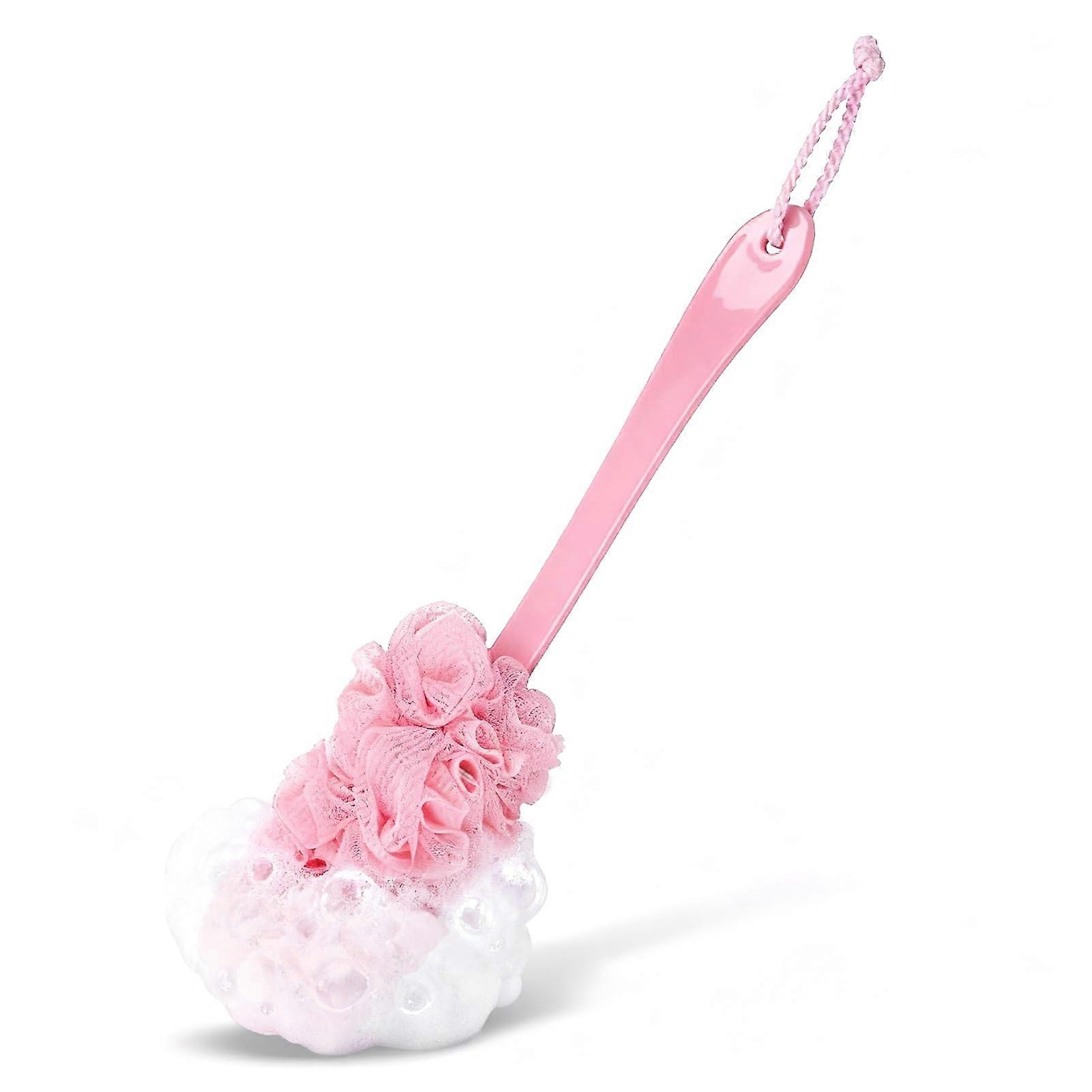 Long Handle Bath Sponge for Back and Shoulders, Gentle Exfoliating Shower Scrubber, Quick Drying
