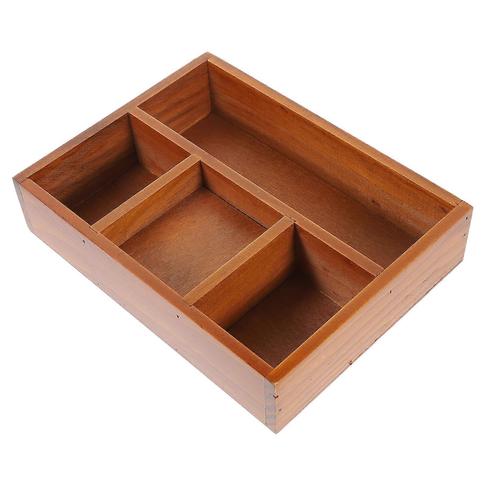 Multi-Function Tray Wooden Compartment Tray Rectangular Bedroom Vanity Dish Tray 1Set