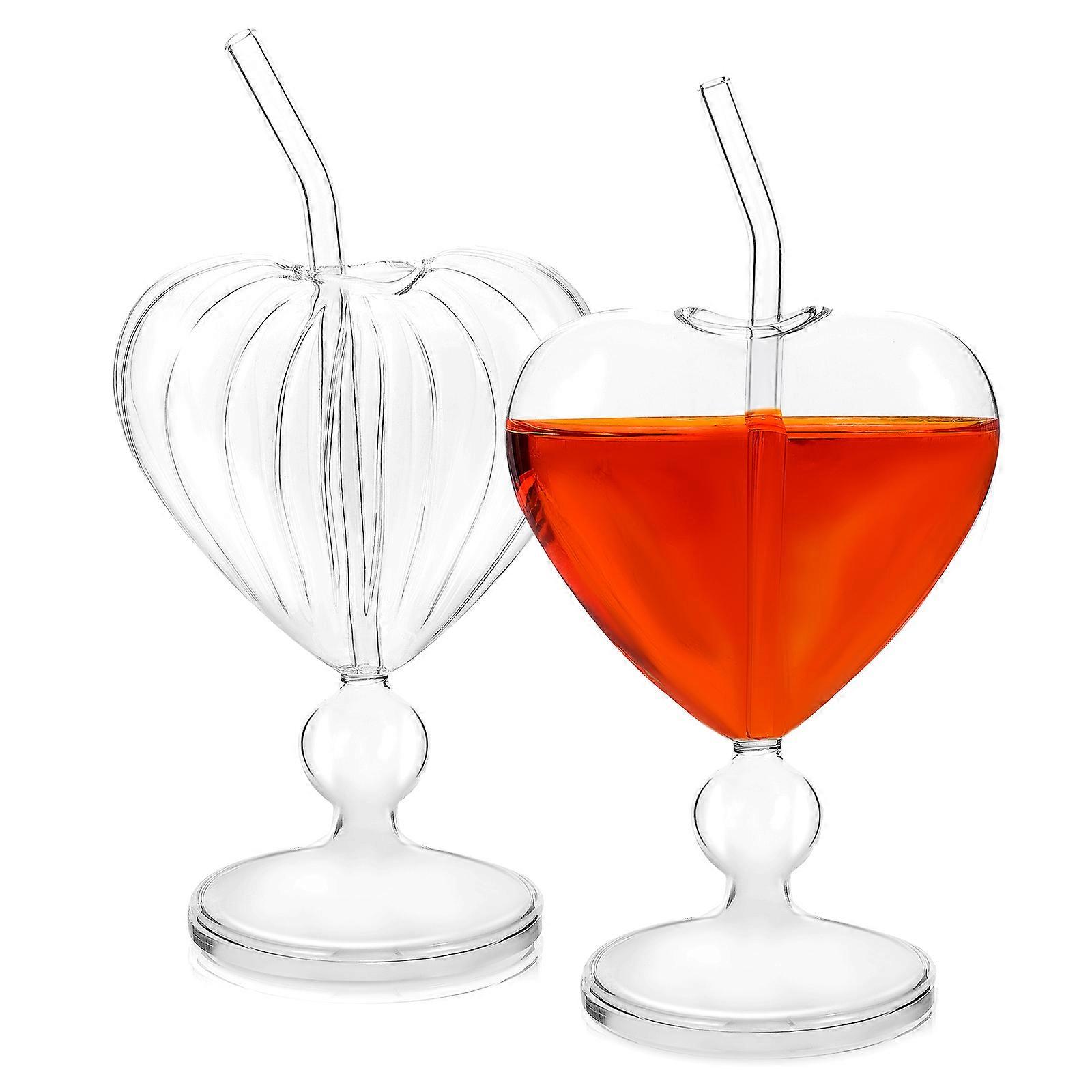 Heart Shaped Cocktail Glasses Glassware for Wine Serving 2Pcs Set