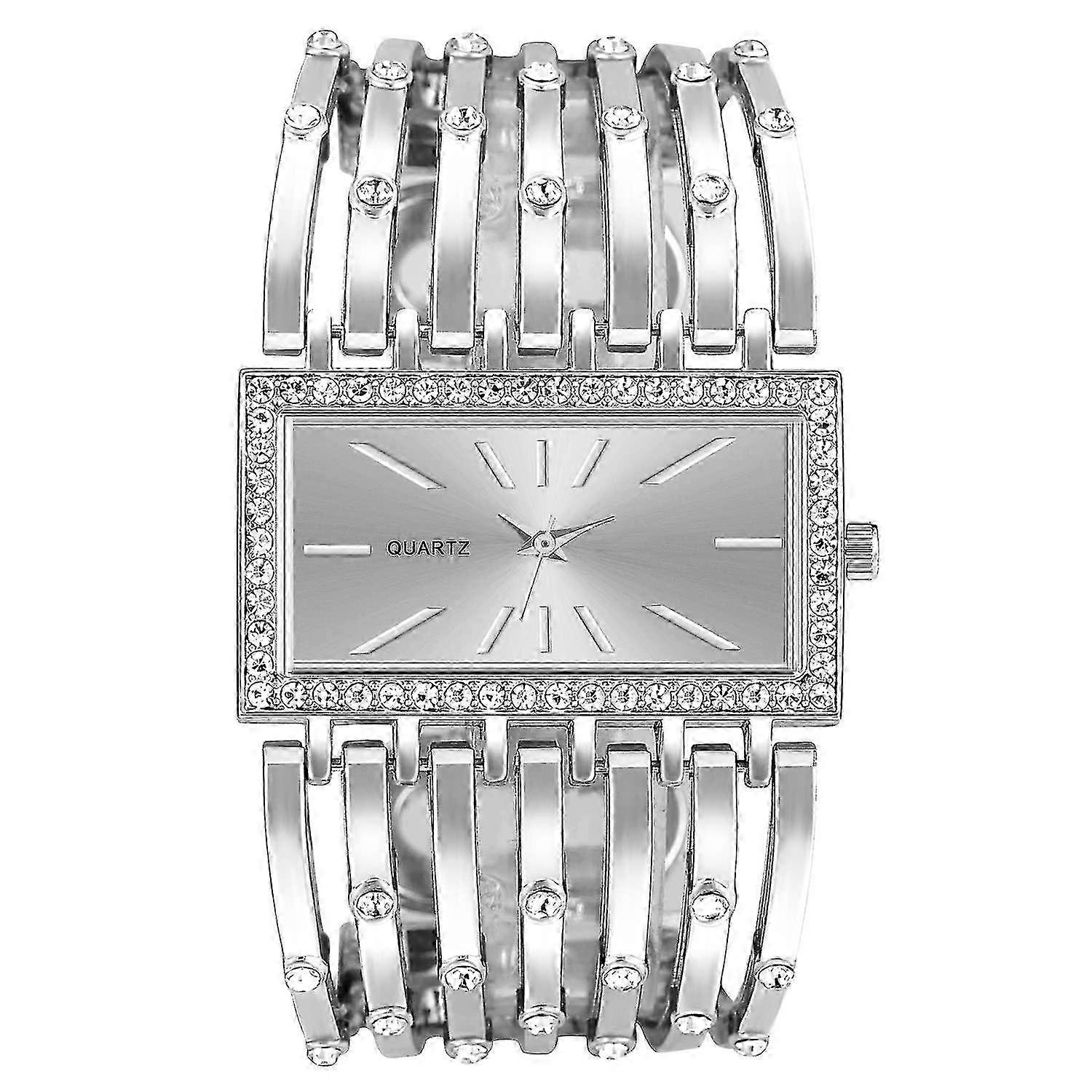 2025 Sparkling Crystals Bangle Women's Watch, Rectangular Face
