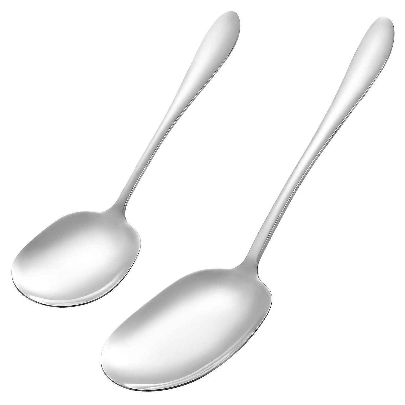 Silver Kitchen Stainless Steel Serving Spoons for Food Serving 2Pcs Set