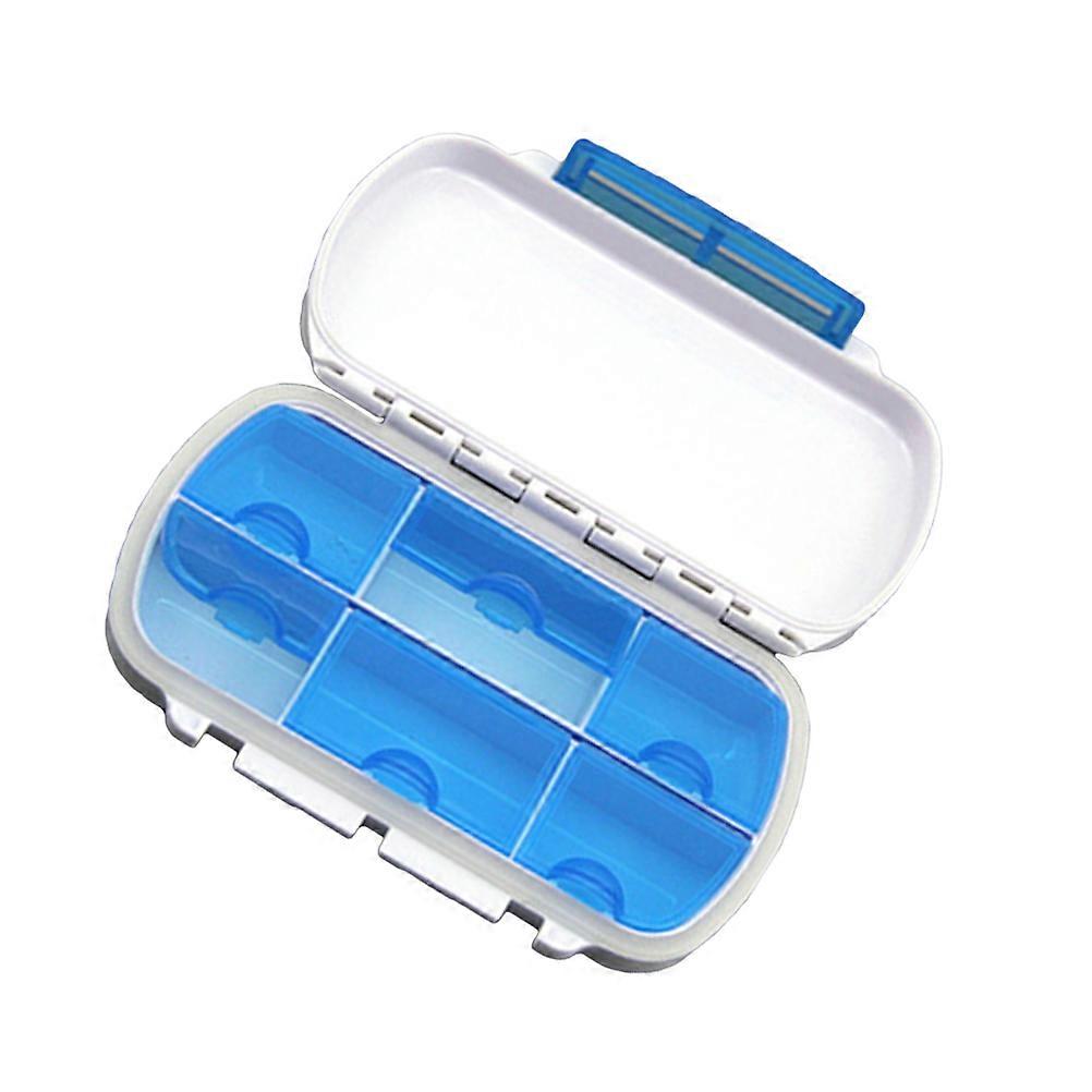 Blue Pill Storage Box for Pill Storage with 6 Compartments Portable Case