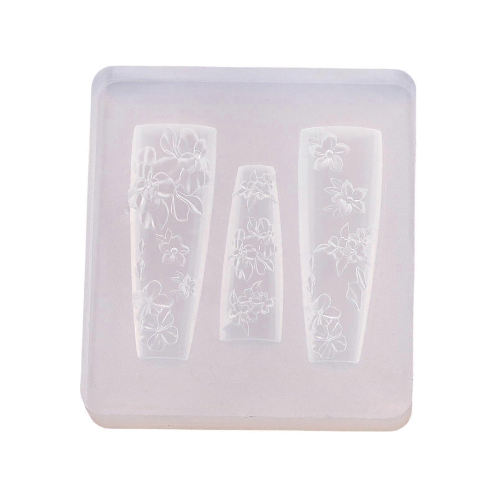 3D Nail Art Mold Clear Reusable Silicone for Acrylic Gel Designs with Precise Pattern Release