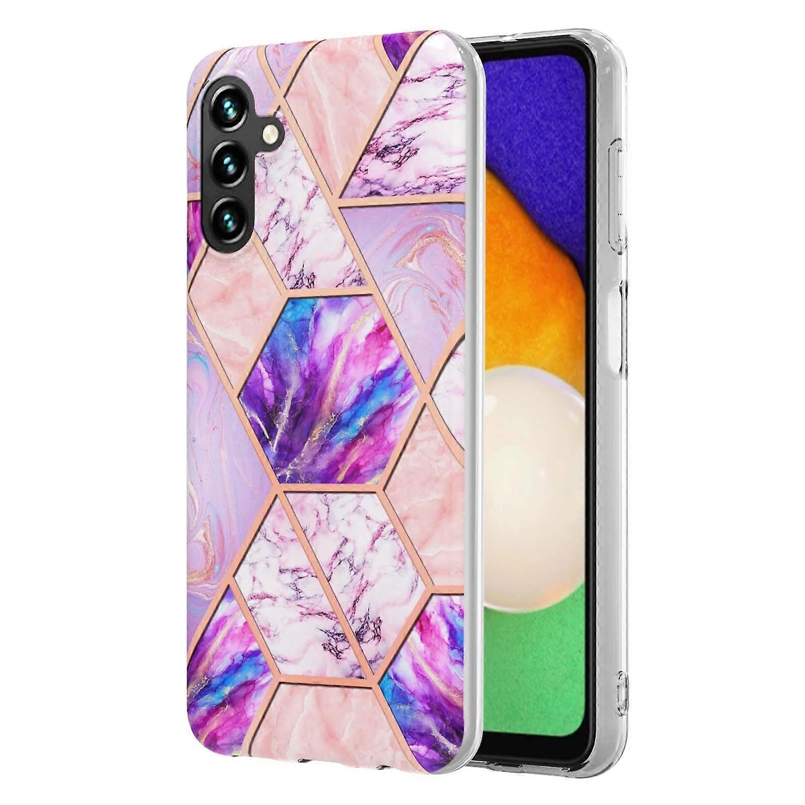 For Samsung Galaxy A34 5G Case Splicing IMD Marble Pattern Electroplated TPU Back Cover