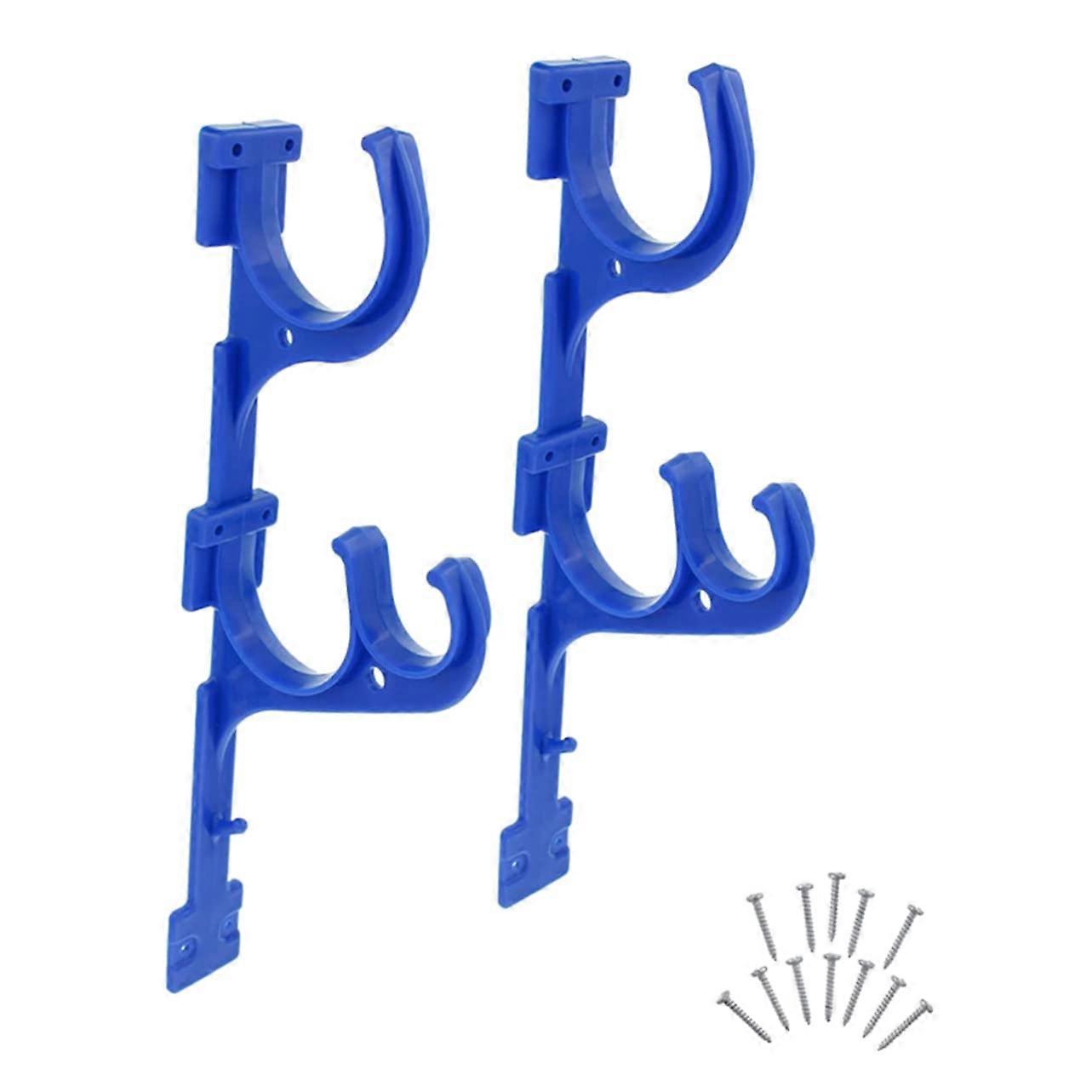 Pool Tool Holder with Heavy Duty Brackets for MultiSurface Mounting, Pool Accessory Hooks Rack