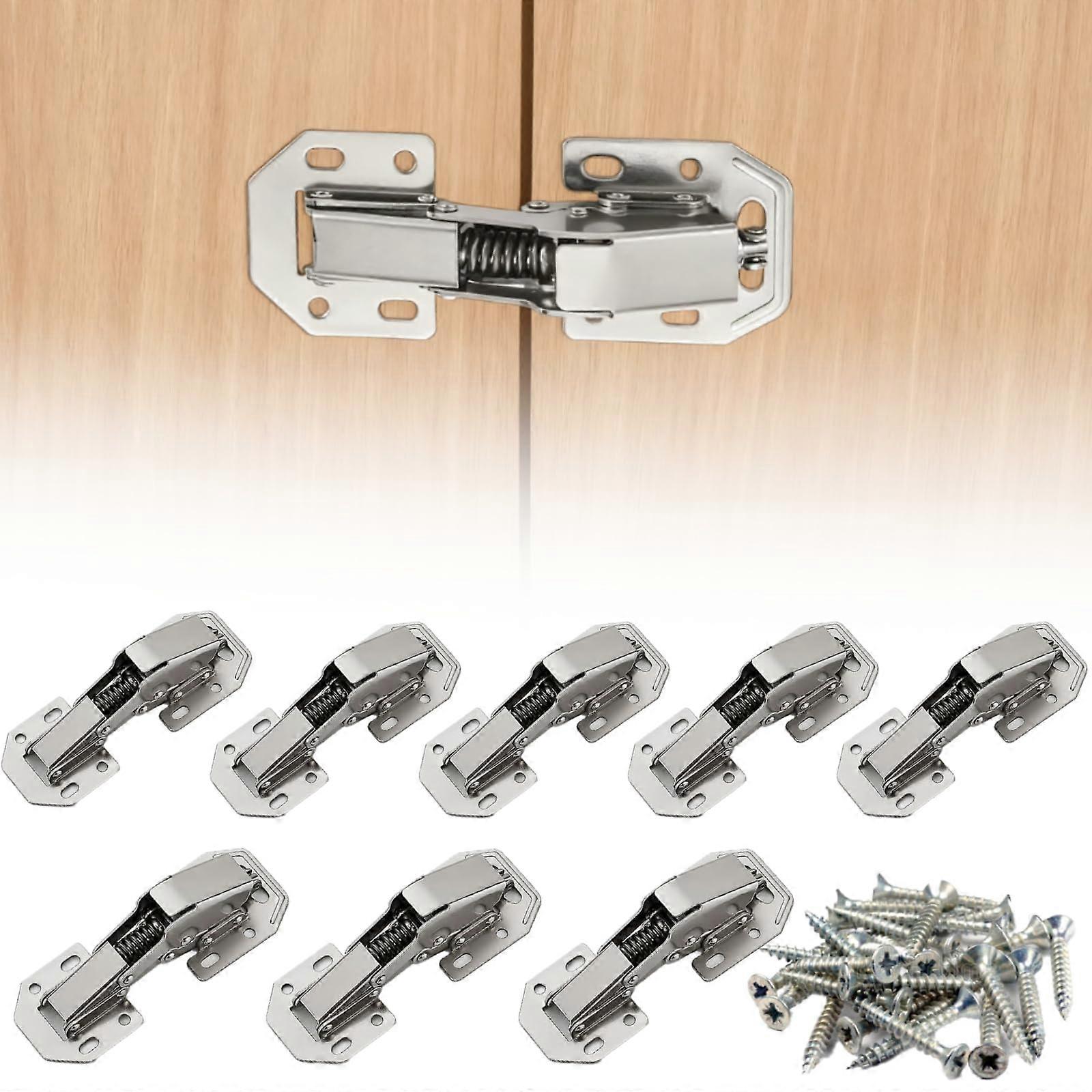 8PCS Soft Close Cabinet Hinges with Screws, NoDrill Surface Mount Kitchen Hinges for Doors