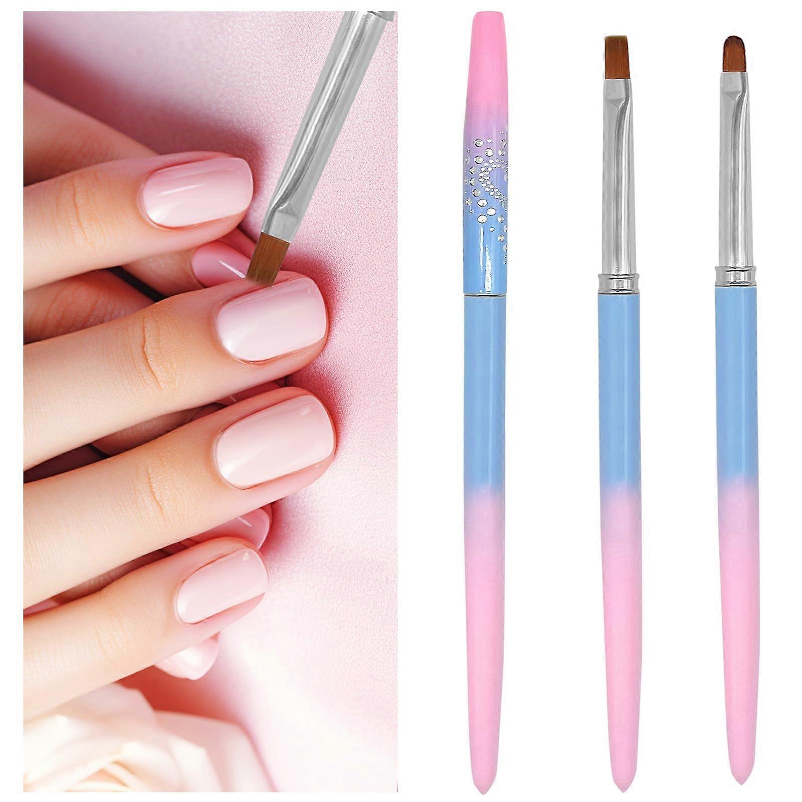 2PCS Nail Art Brushes Set with Round and Angled Heads for Precise Polish Cleanup