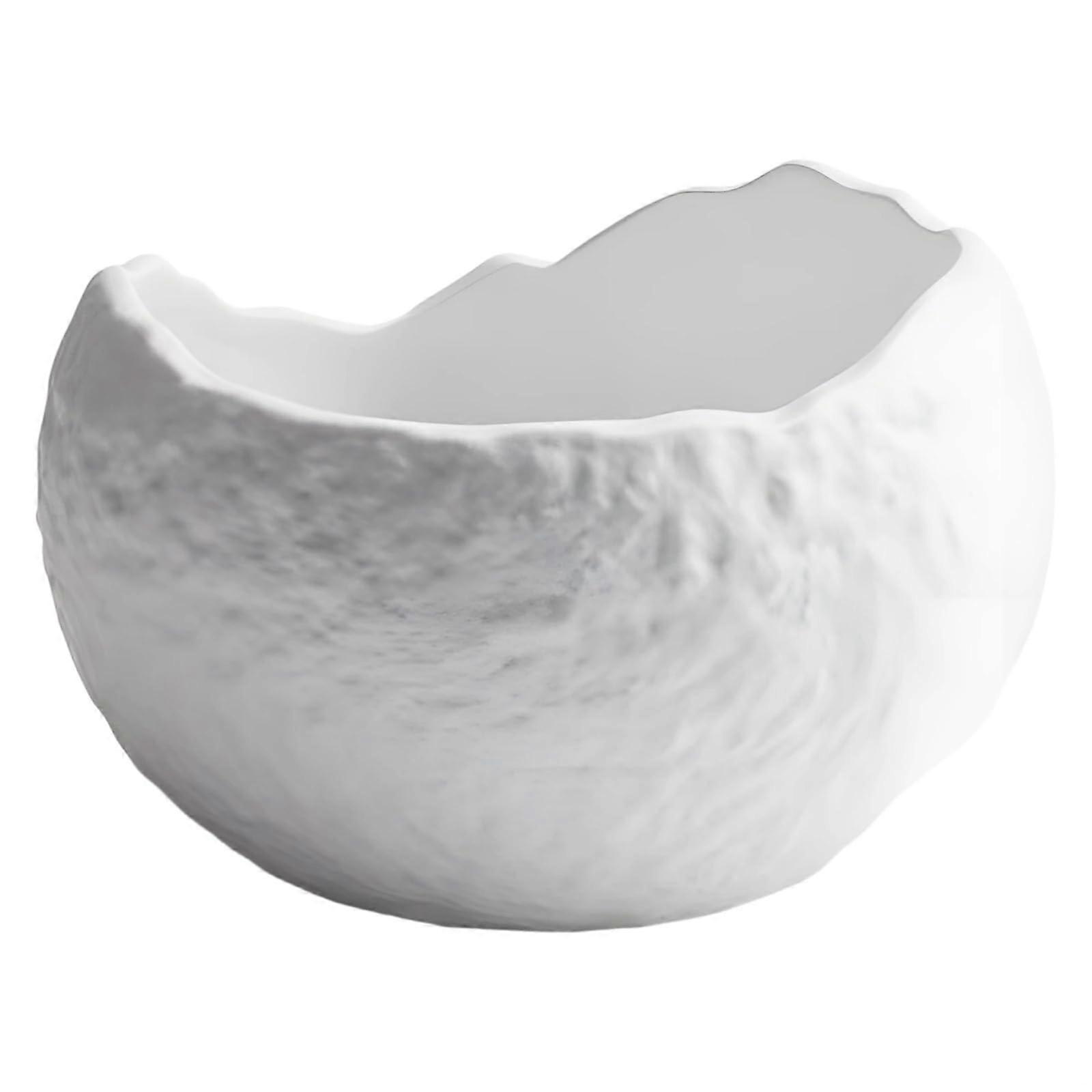 White Ceramic Soup Bowl 16.9oz with Elegant Eggshell Finish and Rock Texture Design