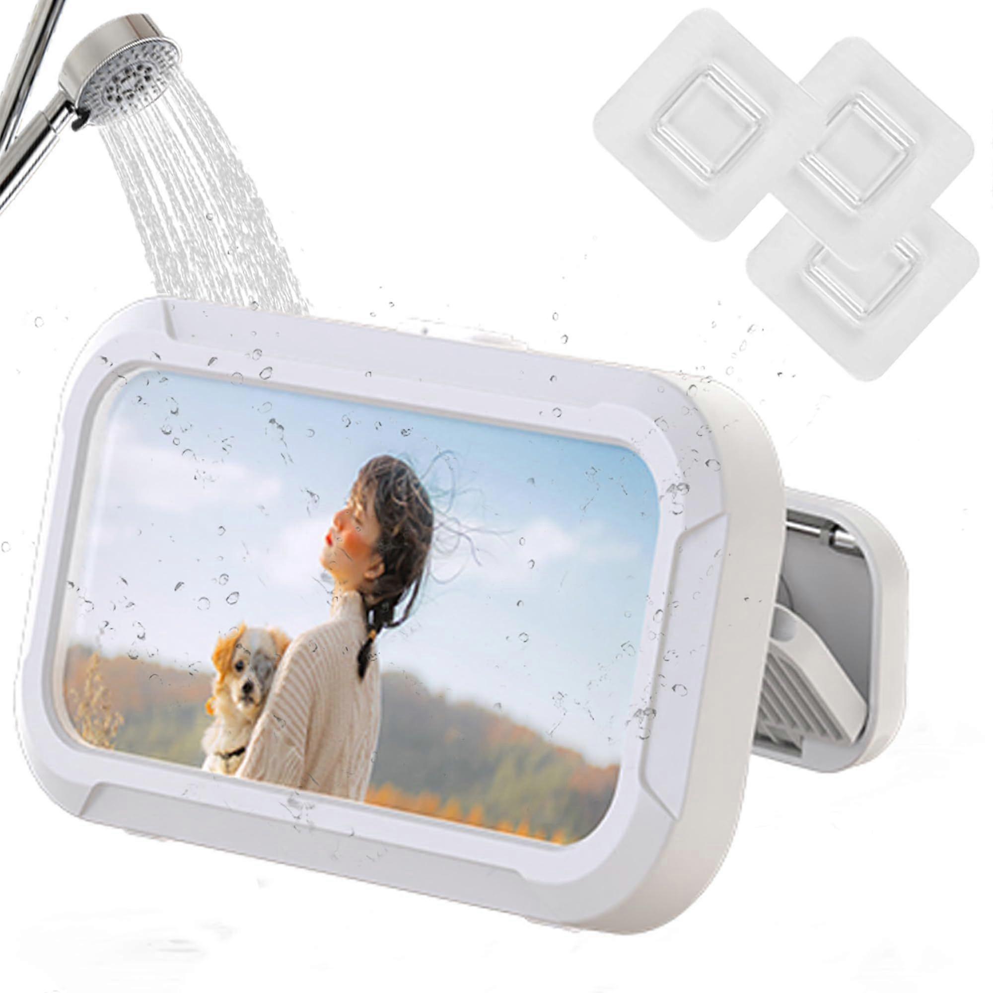 Waterproof Phone Case Holder, HD Screen Wall Mount for Bathtub Kitchen 4-7"White