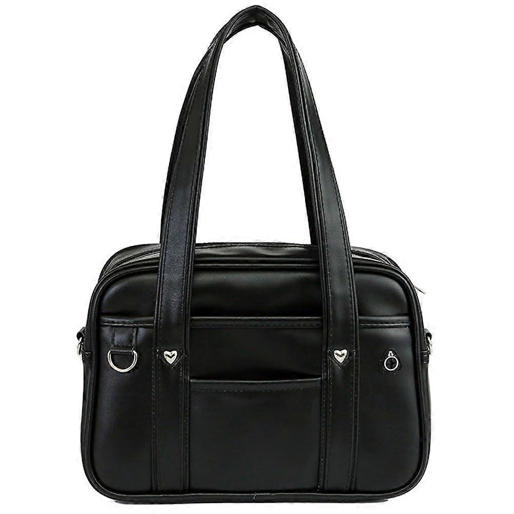 Japanese School Bag Large Capacity PU Leather Shoulder Tote for Women Students and Commuters