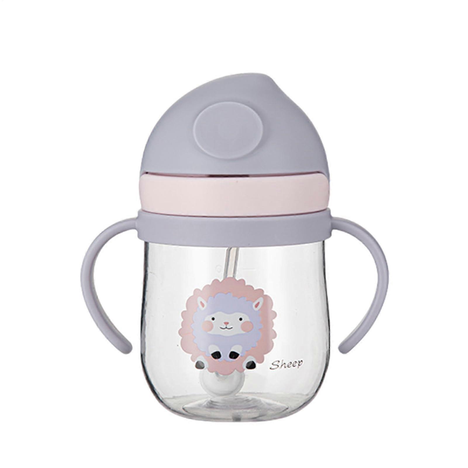 LeakProof Sippy Cup with Handles, Click Closure, Heavy Straw, Dishwasher Safe Purple