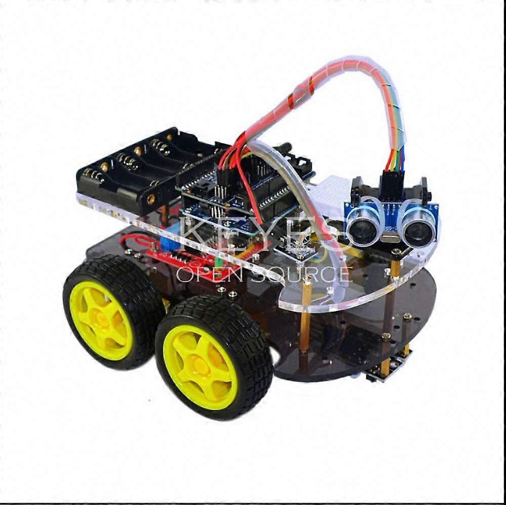 Robot Car Chassis Kit with 170Point Mini Breadboard, UNO R3 Compatible, 4WD Assembly