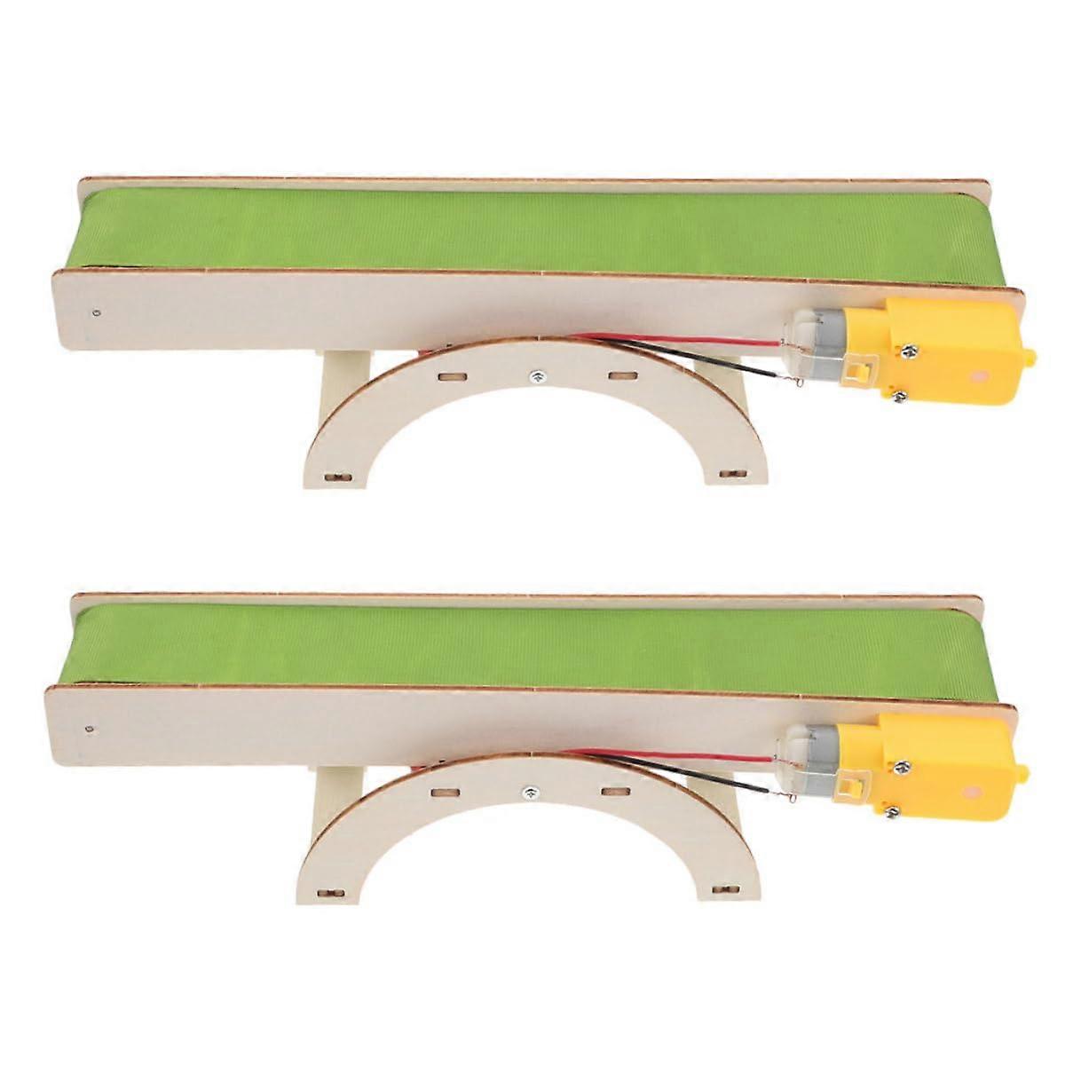 2pcs DIY Electric Conveyor Belt Kit for Students, Motorized STEM Learning Model, Reusable Design