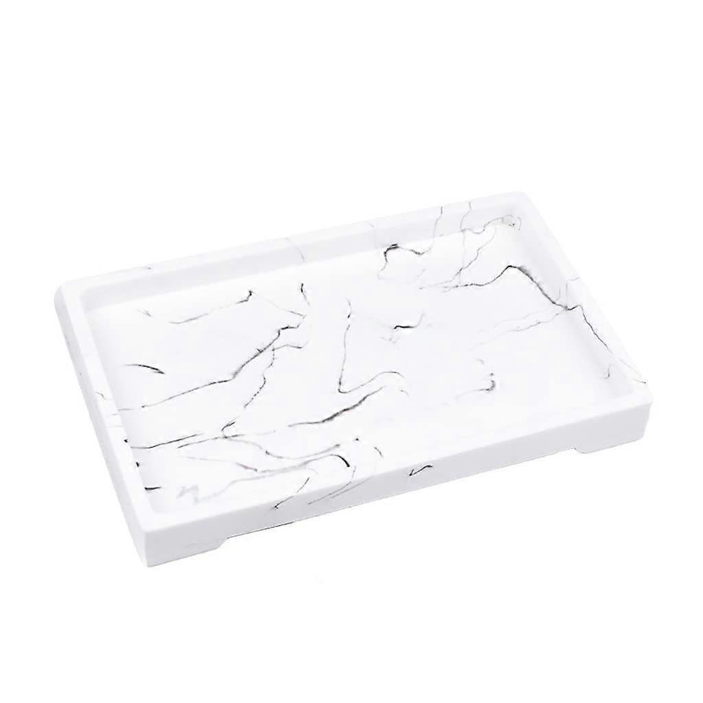 Bathroom Tray Marble Texture Rectangular Organizer 24.5 x 15 cm SpaceSaving Vanity Decor