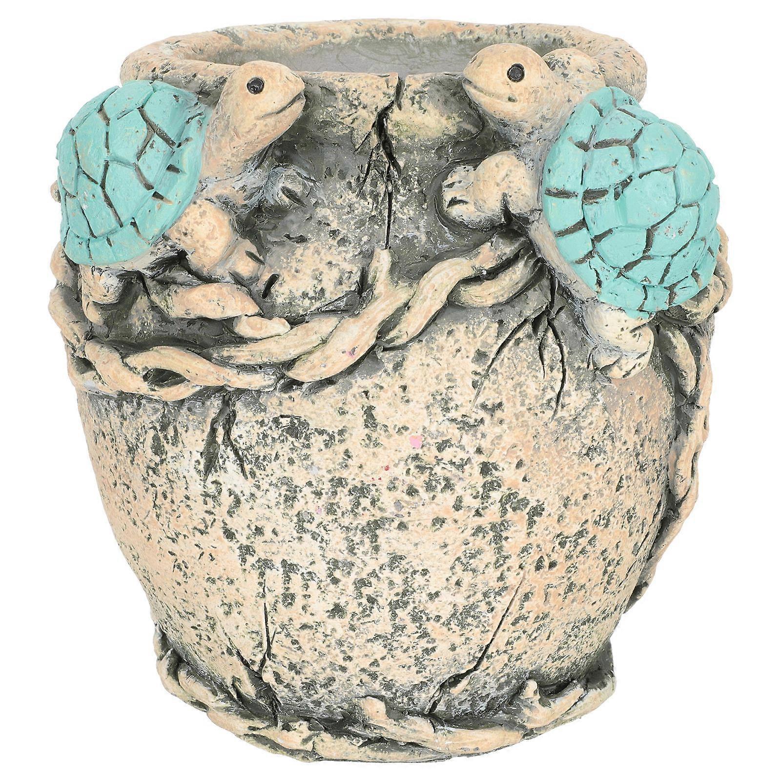 Cement Turtle Flowerpot for Home Use Decorative Planter