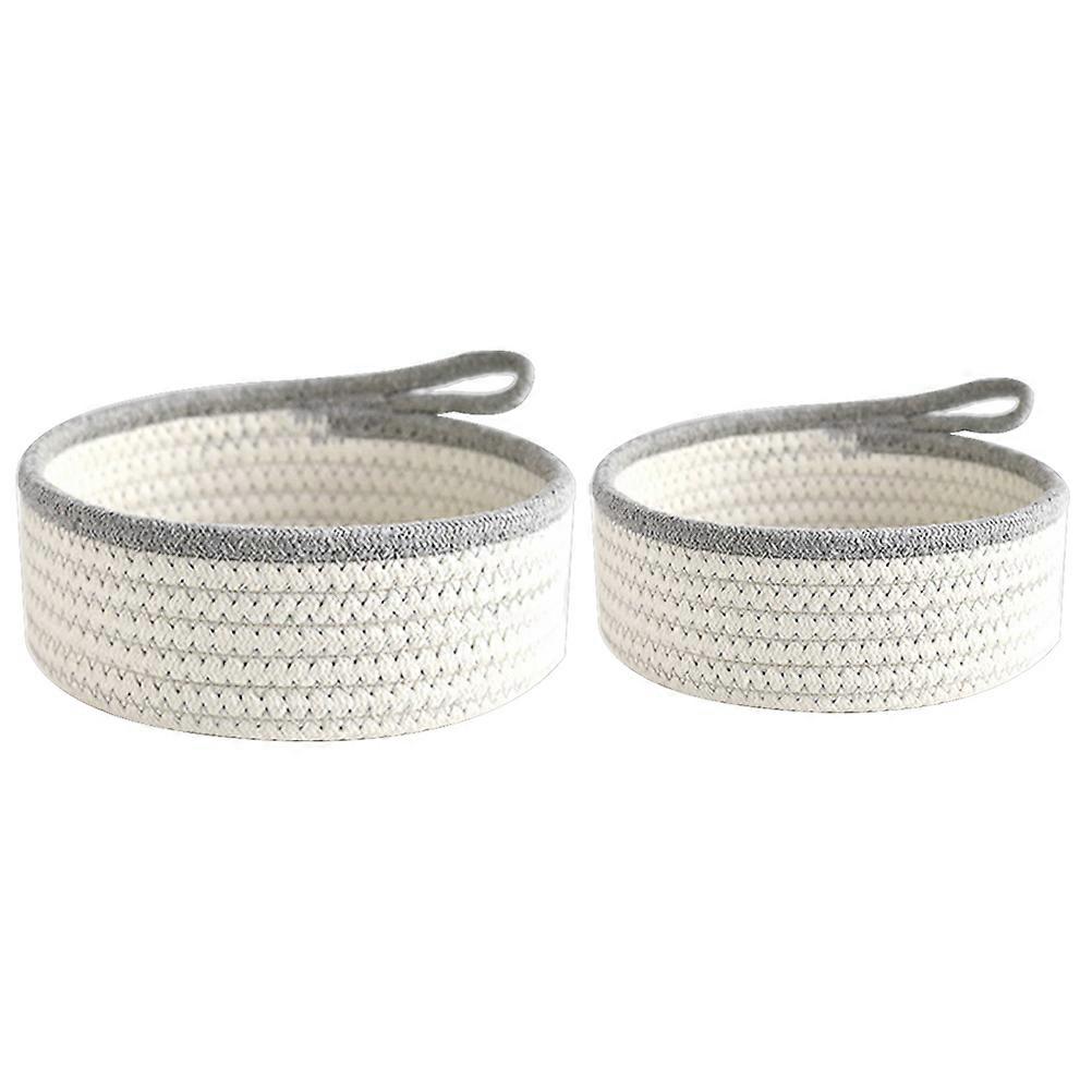 Desktop Storage Baskets with Cotton Thread for Organizing 2Pcs