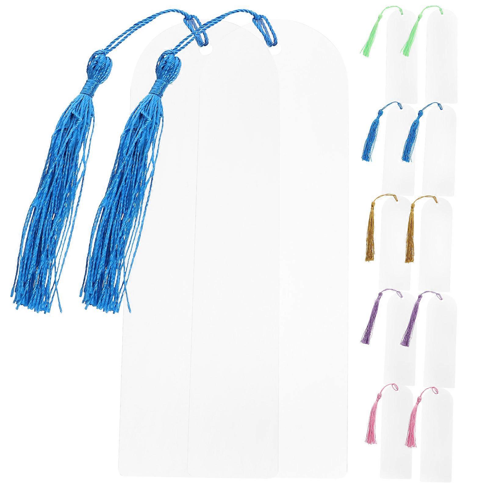 Blank Acrylic Bookmark with Tassels for Page Marking 4Sets Assorted Color