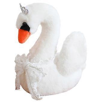 15 Inch White Swan Plush Toy with Crown, Realistic Stuffed Animal Gift for Women and Girls
