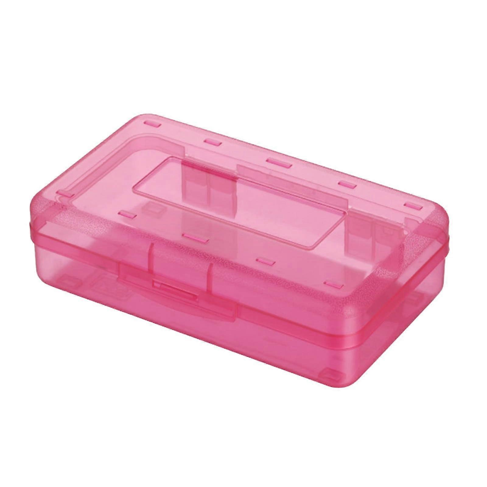Large Capacity Pink Pencil Case with SnapTight Lid, Stackable Clear Stationery Organizer