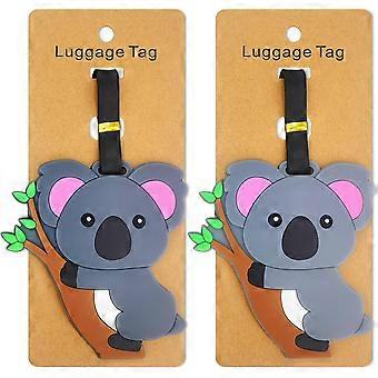 Etiquetas de bagagem com estampa de coala, pacote com 2 unidades. Etiquetas de silicone fofas para bagagem com cartão de identificação e design divertido para malas.