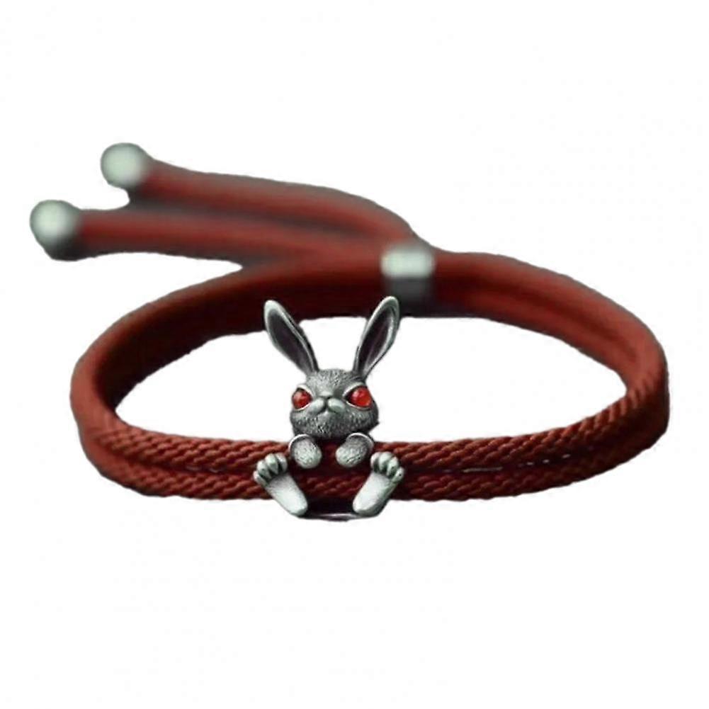 Adjustable Bunny Rope Chain Bracelet Easter Jewelry-Red