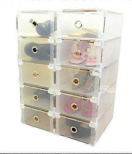 Stackable Plastic Shoe Storage Drawers Clear View Organizer Box with Easy Front Access