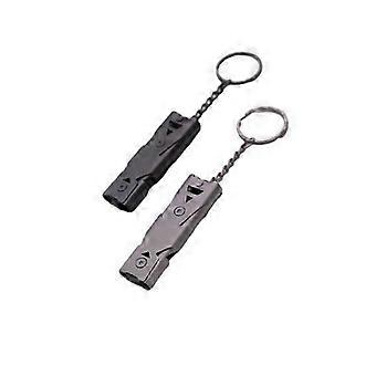 Stainless Steel Emergency Whistle - Loud Easy-Blow with Paracord Lanyard | Waterproof compatible with Outdoor Safety (2 Pack)