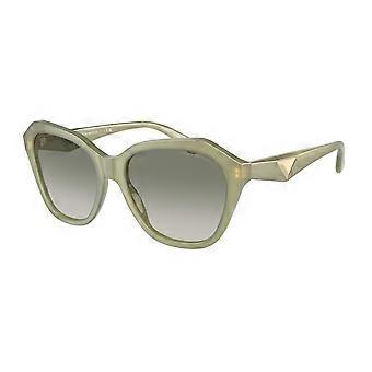 Emporio Armani EA4221 61168E Zonnebril met volledig montuur, glanzend opaalgroen, geometrische vorm, UV2, origineel