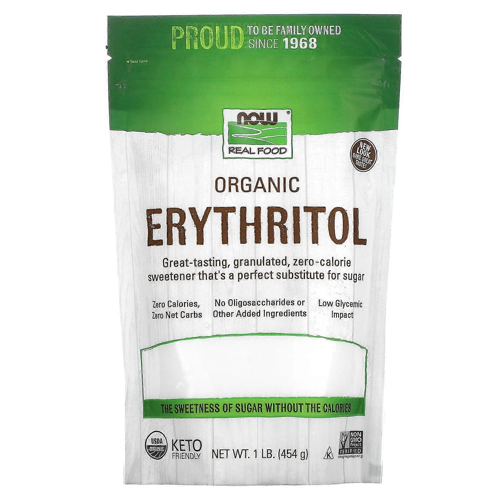 NOW Foods, Real Food, Organic Erythritol, 1 lb (454 g), 2-Pack
